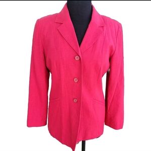 Norton McNaughton Women's Jacket sz 8 Petite Red Blazer Linen Blend 3 Button